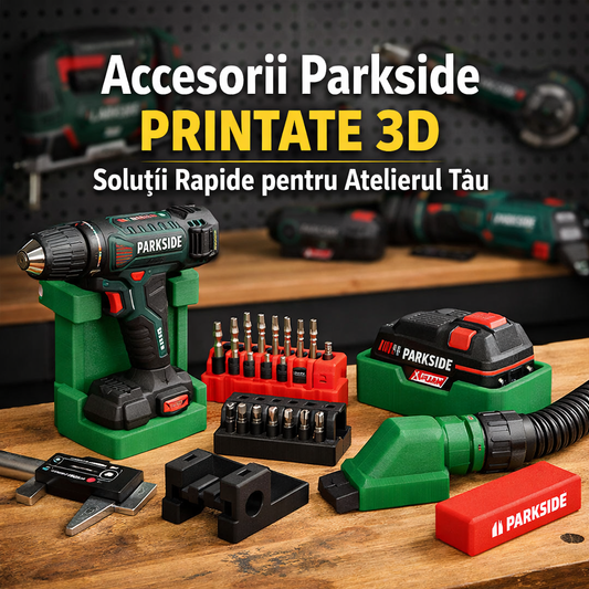 Accesorii Parkside printate 3D pentru atelier – suporturi și organizatoare compatibile Parkside, soluții rapide pentru organizarea sculelor